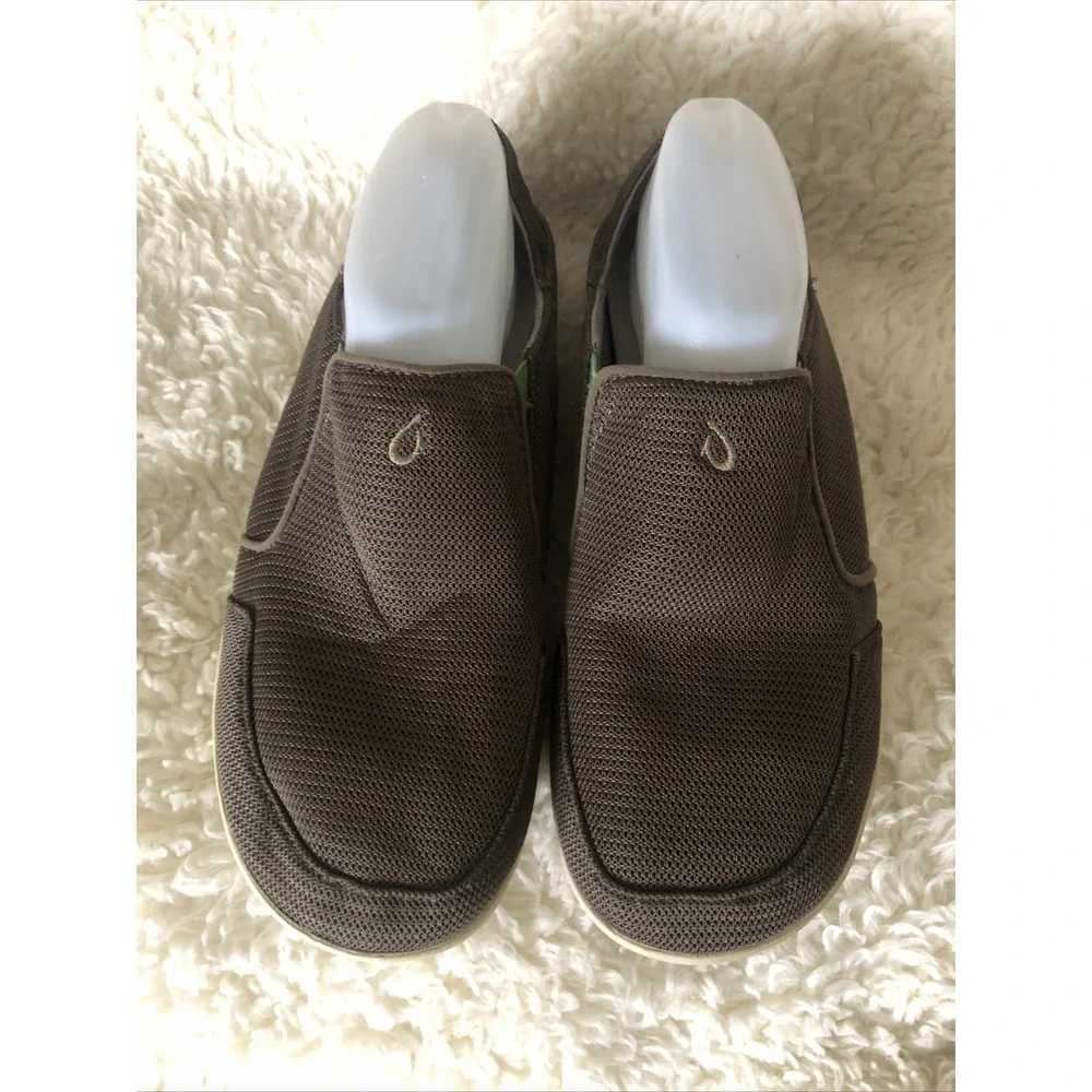 Olukai Nohea Mesh Slip On Loafers Brown Fold Down Heel Comfort Shoes Mens 9.5